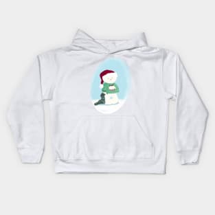 Little White Snow Bear in Christmas Jumper and Santa Hat Kids Hoodie